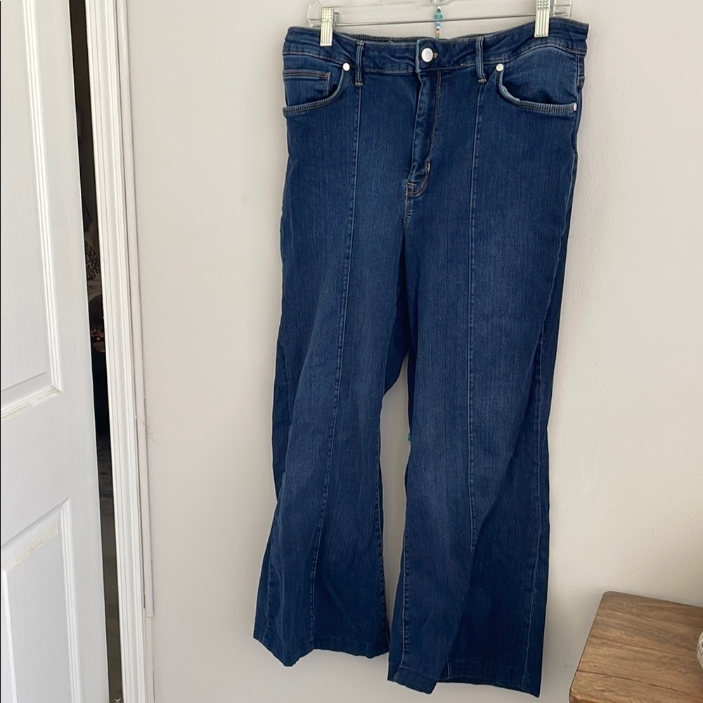 Blue Flare Wide Leg Jeans